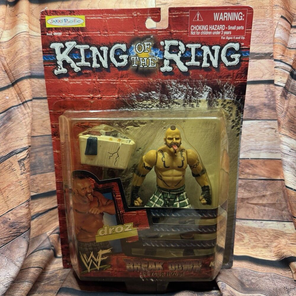 Vintage 1999 Jakks Pacific WWF King of the Ring Droz Action Figure NIB Sealed